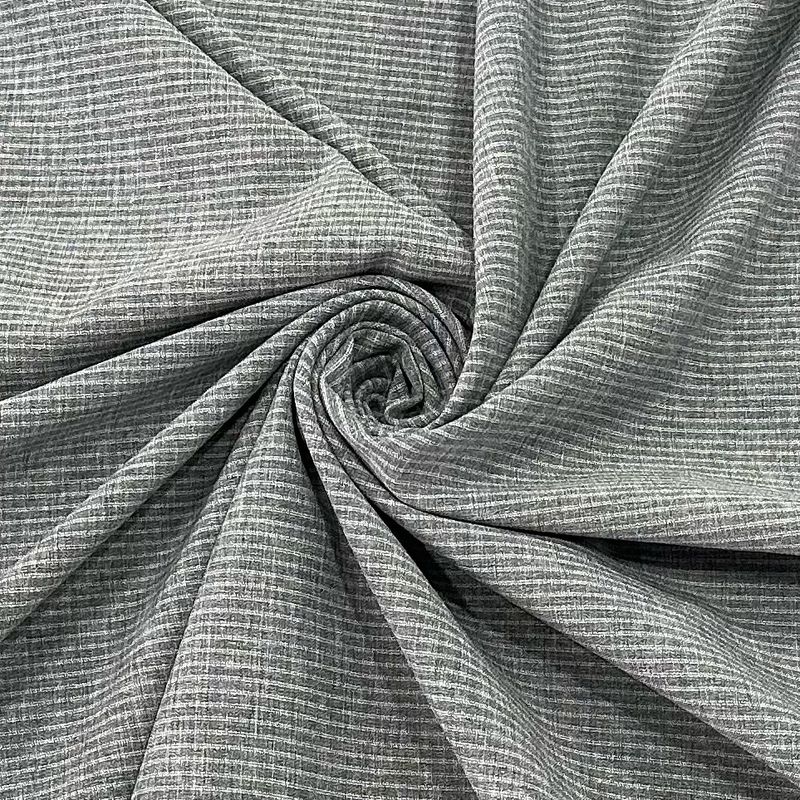 Horizontal Stripe Double Weft Cationic Polyester Fabric Four Way Stretch 2/1 Twill