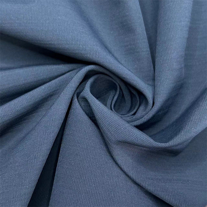 Recycled Polyester Seersucker Fabric Low Stretch T400 Linen Like Texture For Outdoor Clothing