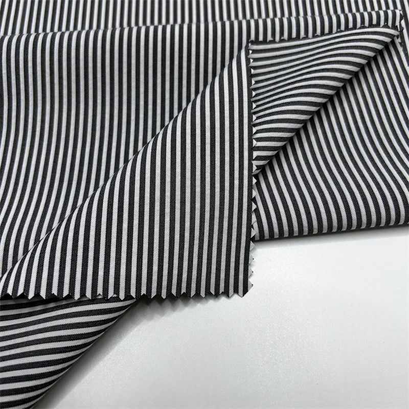 150D Cationic Recycled Polyester Vertical Stripe Fabric Dual Tone Effect In Trousers And Bottoms