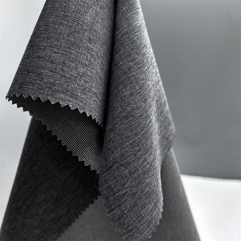 Dual Tone Pearl Dot Cationic Polyester Fabric With Four Way Stretch Linen-like Texture On Surface