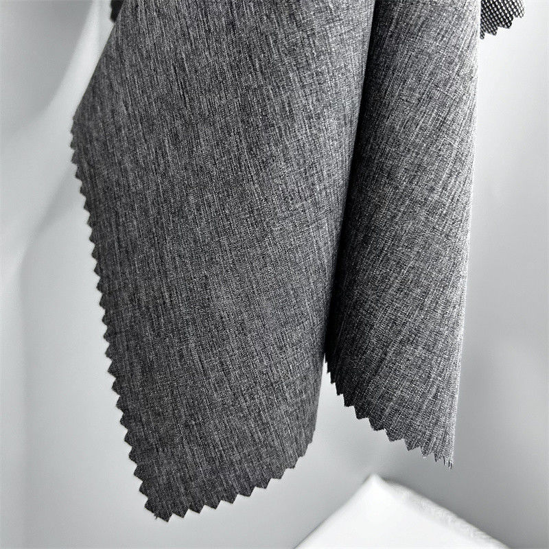 Dual Tone Pearl Dot Cationic Polyester Fabric With Four Way Stretch Linen-like Texture On Surface